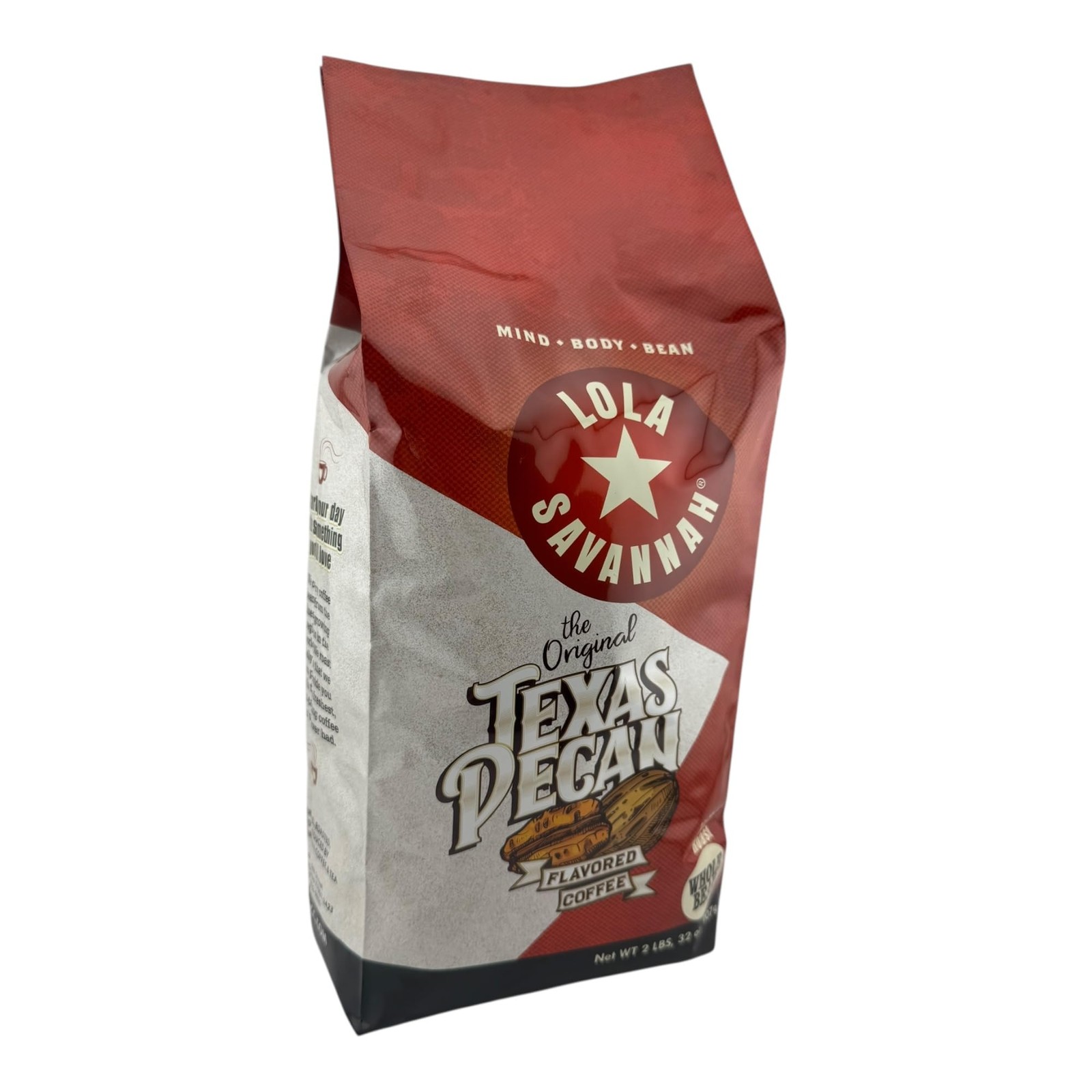 Lola Savannah Texas Pecan Whole Bean Caffeinated Coffee, 32 Ounce (Pack of 1)