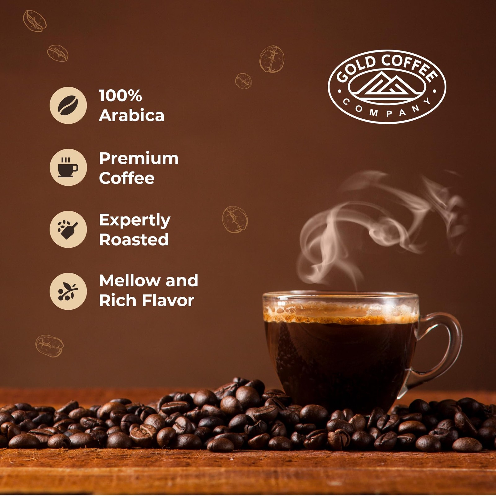 Gold Coffee Arabica Brazil Kanaloa Blend Medium Roast Whole Bean Coffee 2 lbs