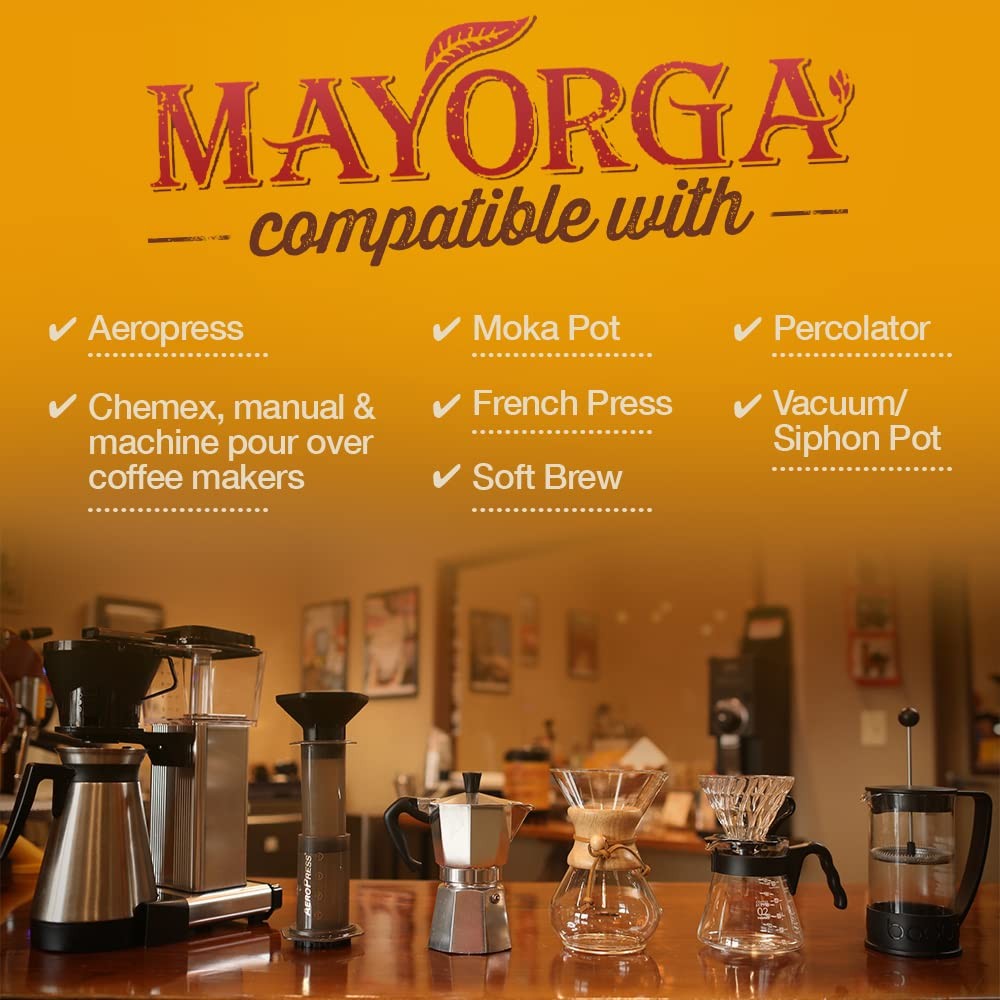 Mayorga Medium Roast Whole Bean Coffee, 5 lb bag – Mayan Blend Coffee Roast – Sm