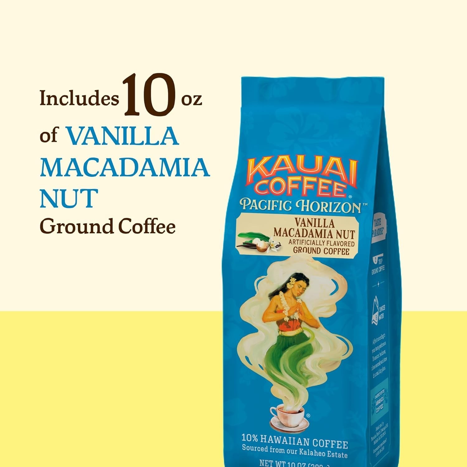Kauai Hawaiian Vanilla Macadamia Nut Ground Coffee 10oz Bag – Rich Blend