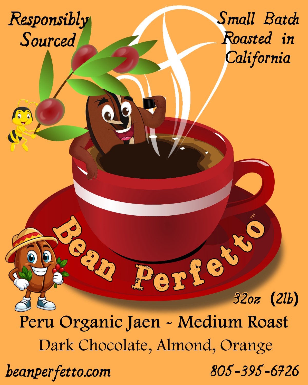 2 lb Peru Organic Jaén G1 Washed Fresh Roasted Coffee Whole Bean