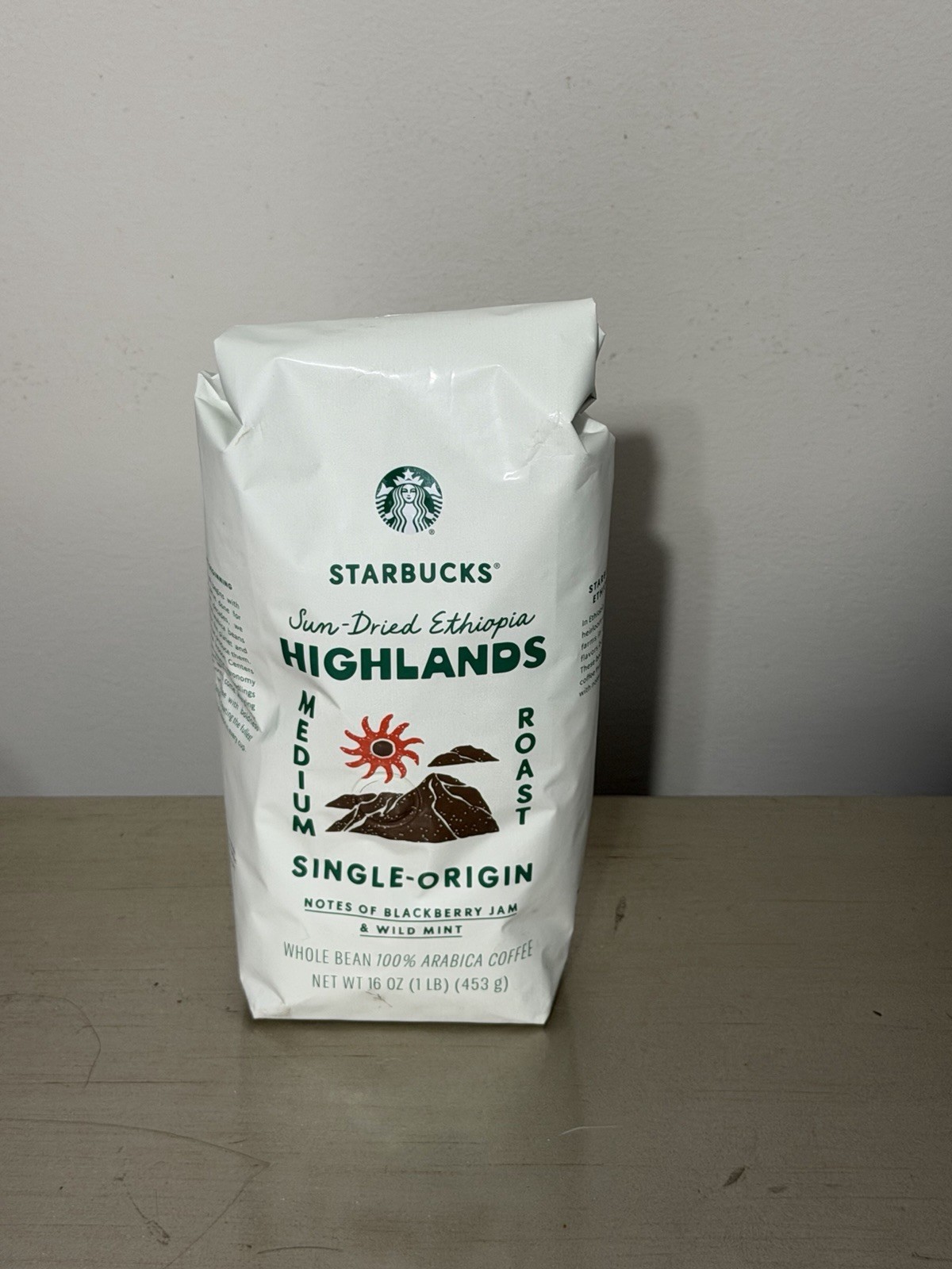 Starbucks Coffee Sun-Dried Ethiopia Highlands Medium Roast Whole Bean Coffee 1lb
