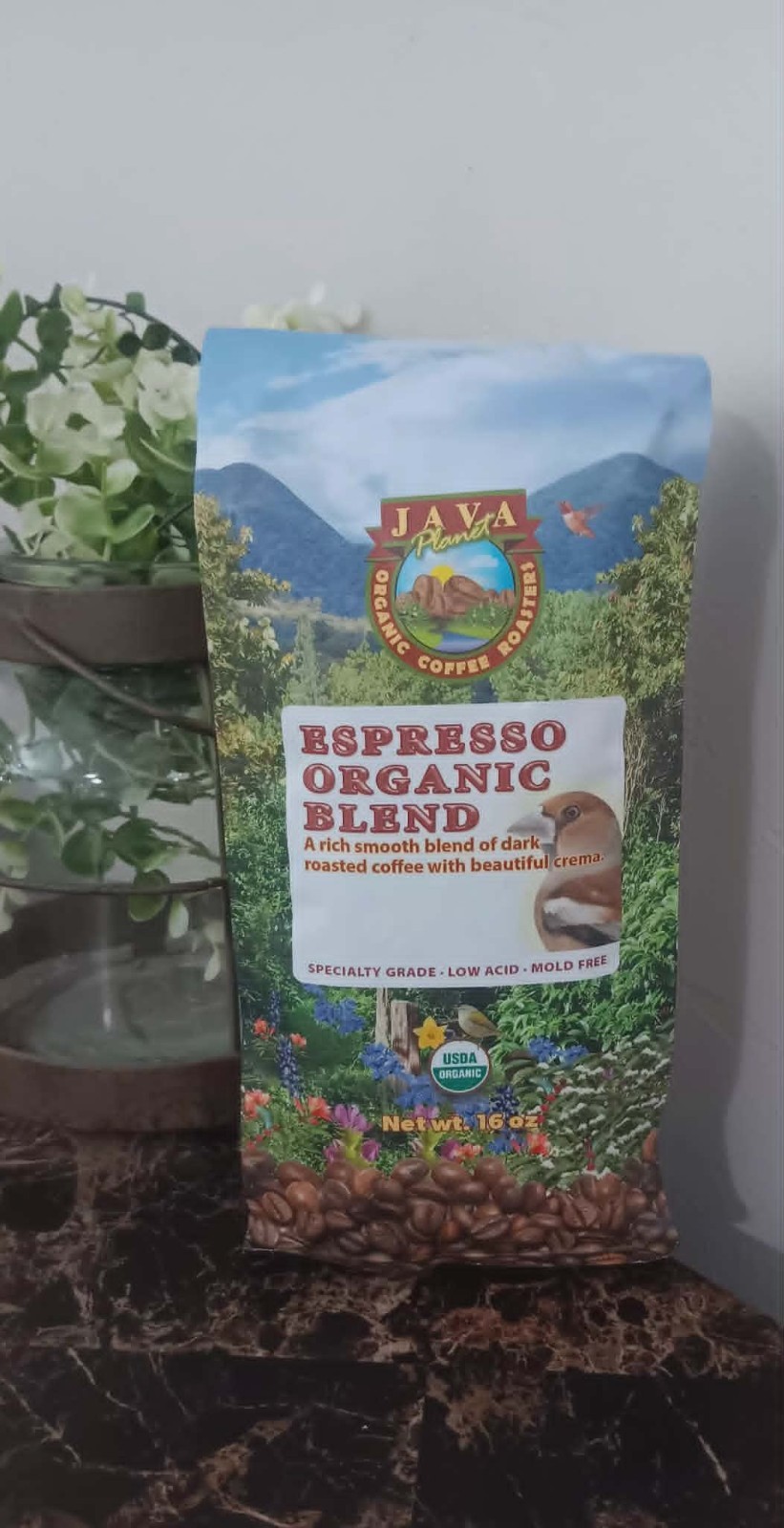 JAVA PLANET ORGANIC COFFEE ROASTED-ESPRESSO ORGANIC BLEND-EXP 12/2026-16 oz-NEW