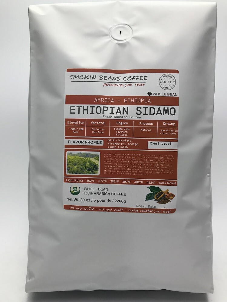 8oz/5lb – Ethiopia Sidamo – African – Premium Fresh Roasted To Order Coffee