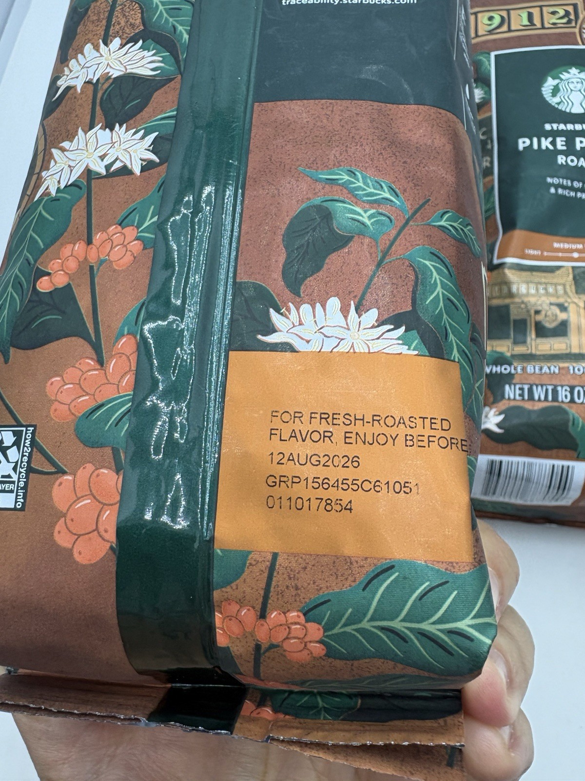 (2) Starbucks Pike Place Roast Whole Bean Coffee 1LB/bag New BB 12AUG2026