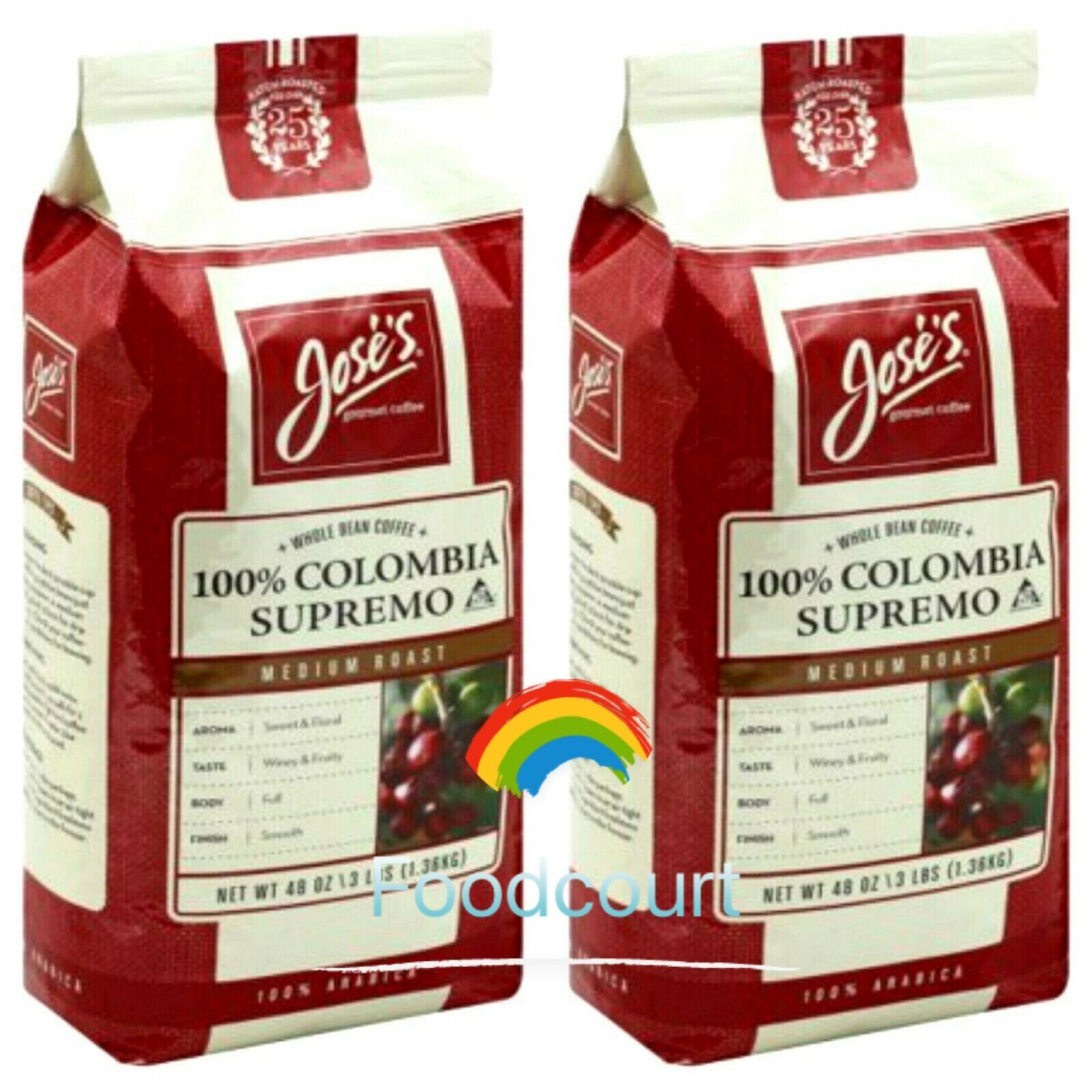 2 Pack Jose’s Gourmet Coffee 100% Colombian Supremo Coffee Medium Roast 3lb Each