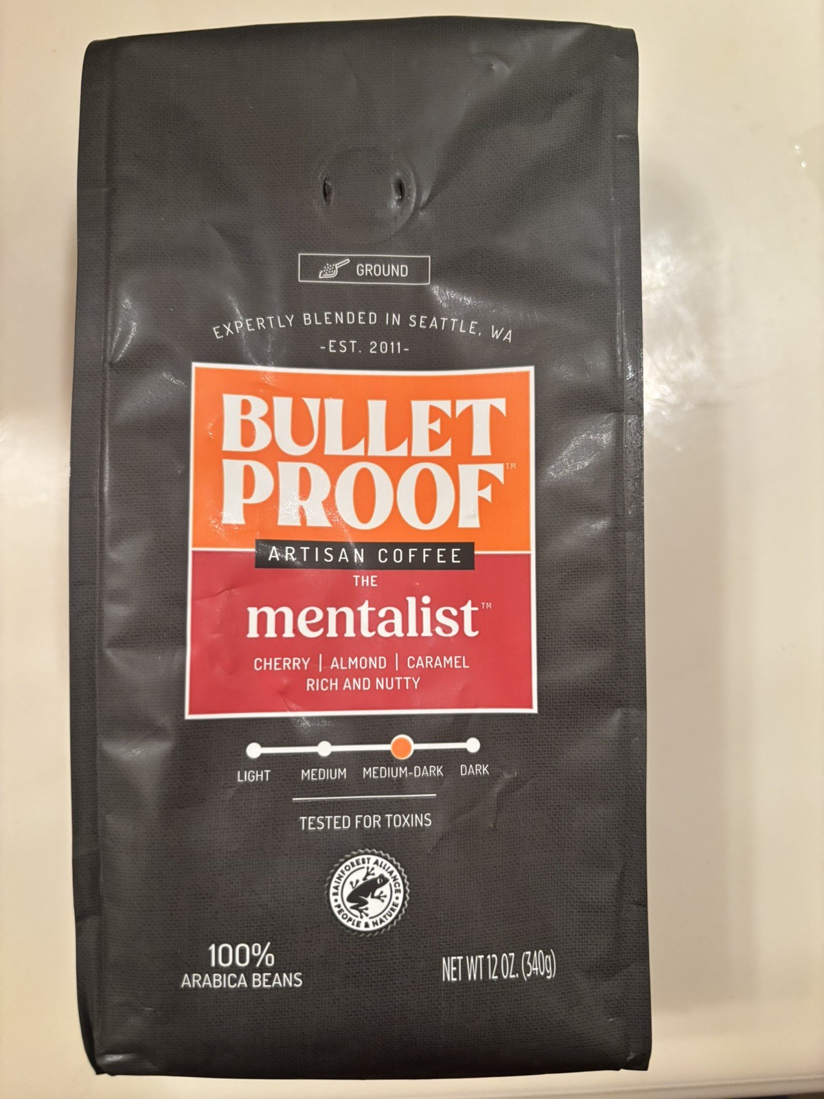 Bulletproof The Mentalist Medium-Dark Roast Ground Coffee, 12 Ounces, exp. 3/27