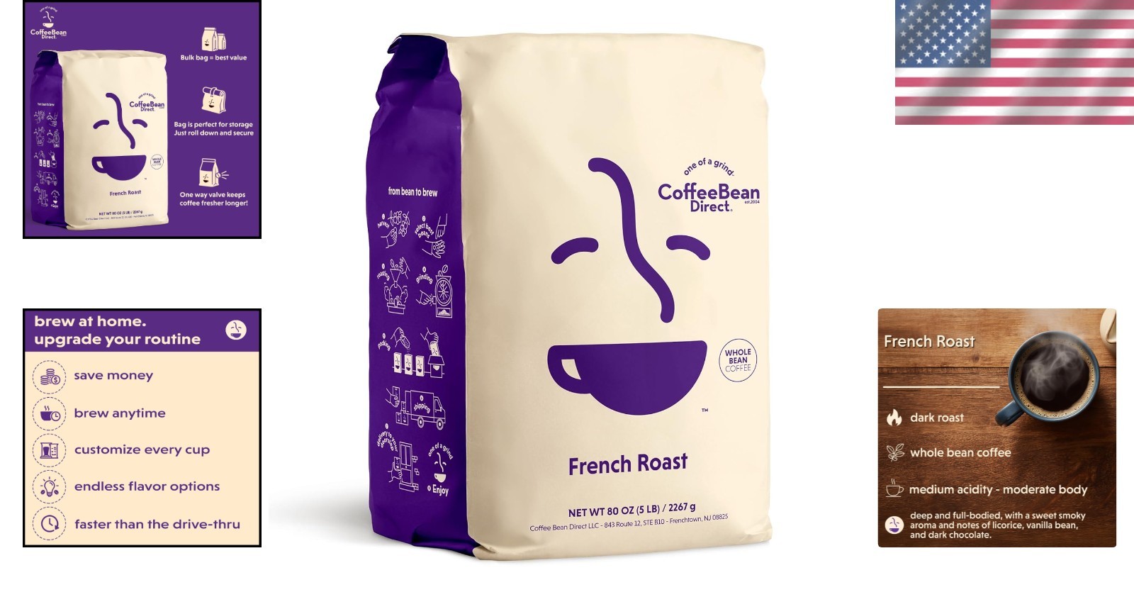 South American & Asian Blend Whole Bean Coffee, 80 oz Bag