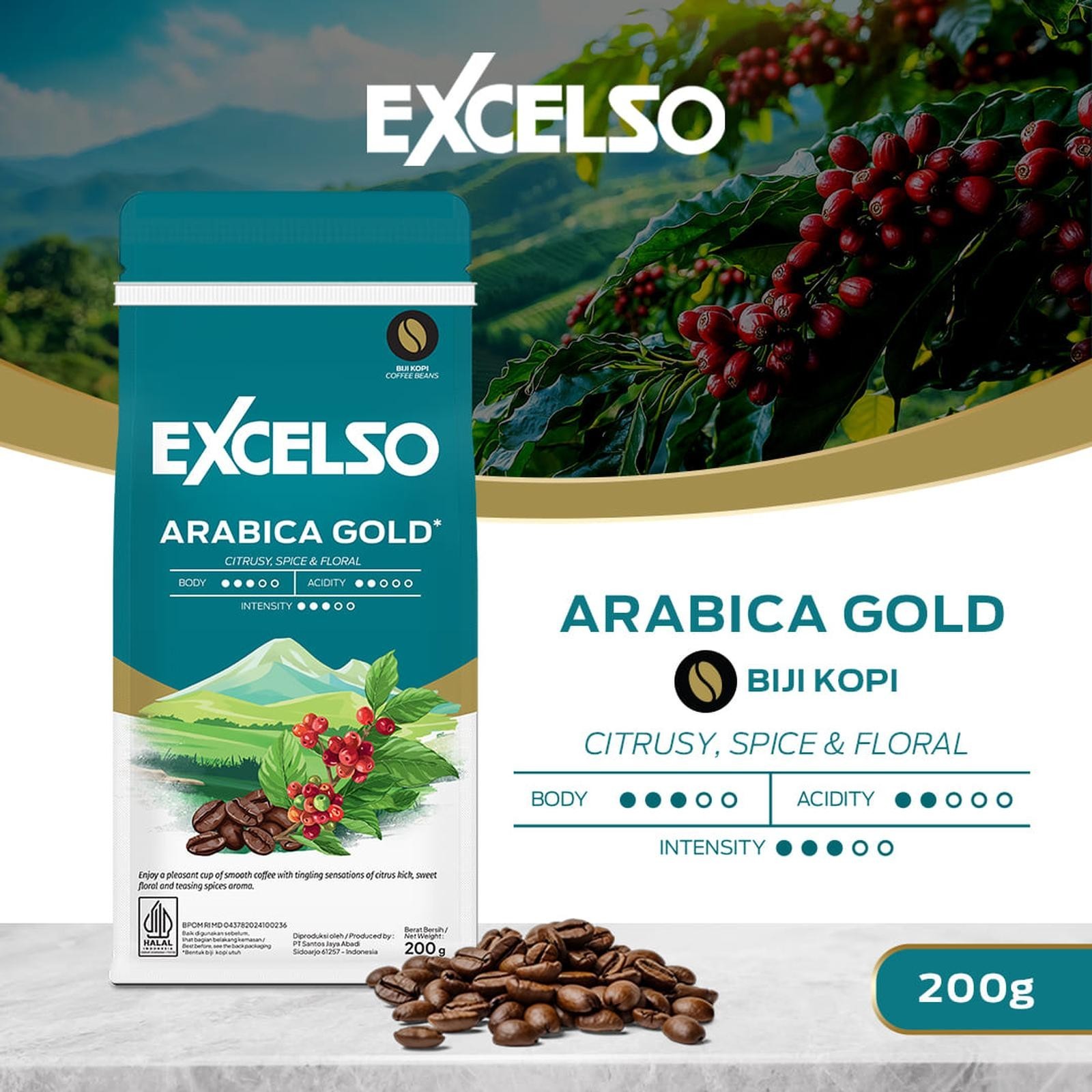 EXCELSO Indonesia Coffee Arabica Gold 200g Whole Beans or Ground Coffee