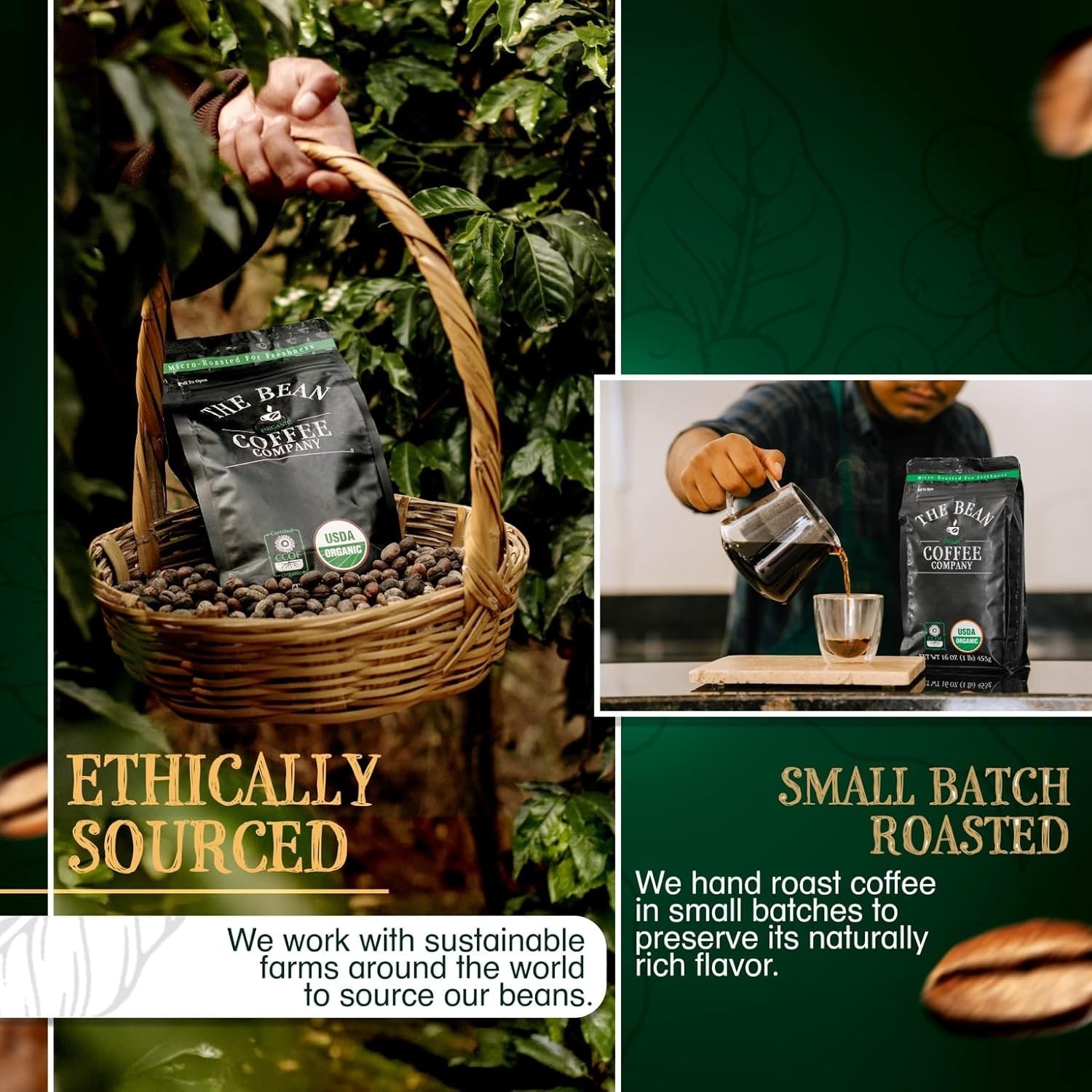 Sustainable Organic Mocha Java Medium Roast Whole Bean Coffee (2 Bags)