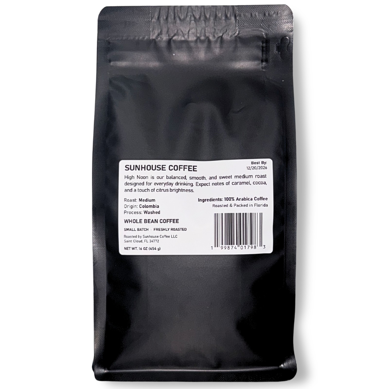 Fresh Roasted Colombian Coffee Beans 16oz Whole Bean Medium Roast | High Noon