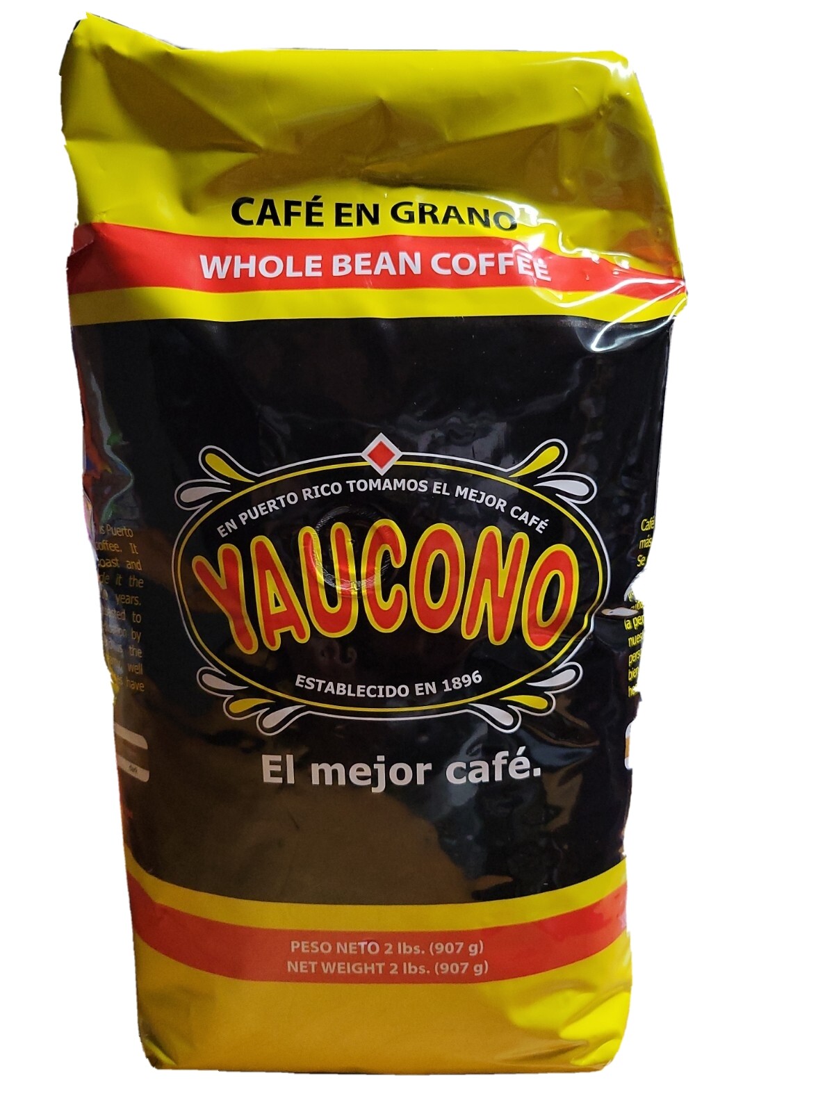 CAFE YAUCONO, MEDIUM ROAST WHOLE BEAN COFFEE 5 Bags 10 Lbs. Total