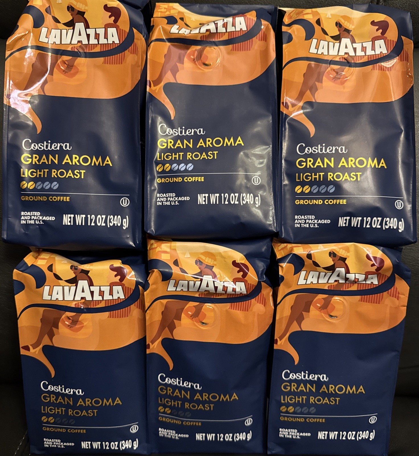Lavazza Costiera Gran Aroma Grnd Coffee 6 Bags 12oz Light Roast Arabica BB1/2028