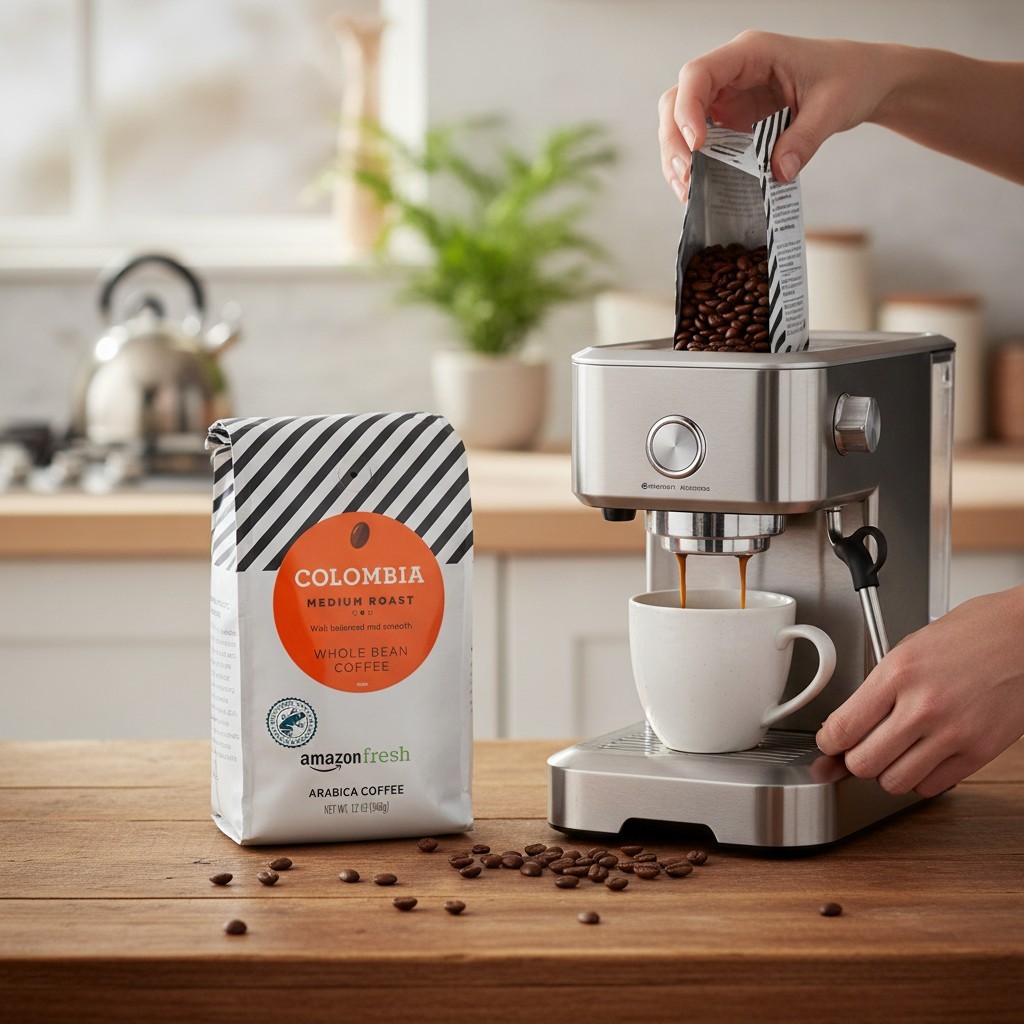 Fresh Colombia Whole Bean Coffee, Medium Roast – 12oz of Delightful Aroma
