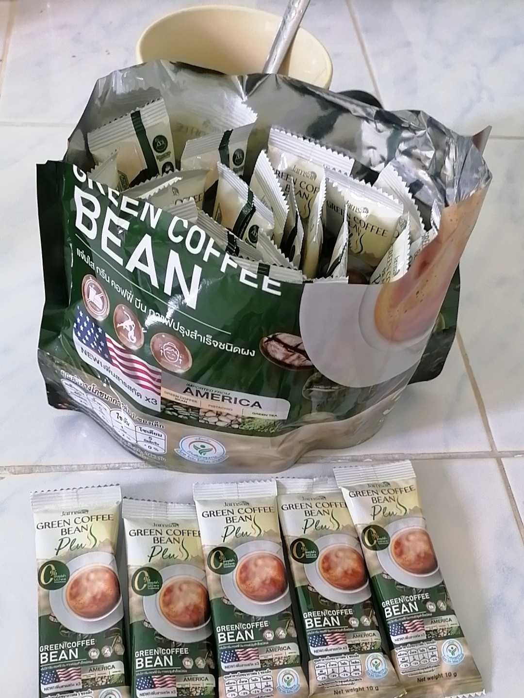 Jamsai Green Coffee Bean Plus richer taste & numerous health benefits 30 sachets