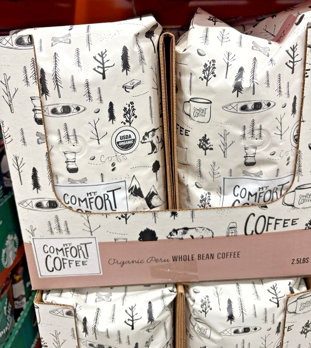2 Pack Mt. Comfort Organic Peru Medium Roast Whole Bean Coffee 2.5lb Bags Fresh
