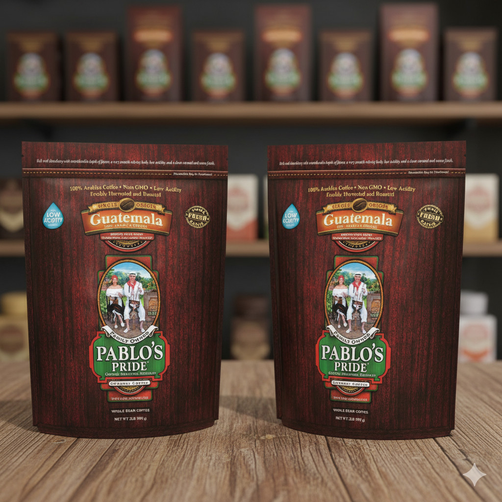 2 Packs Pablo’s Pride Gourmet Guatemala Whole Bean Coffee Medium-Dark Roast 32oz