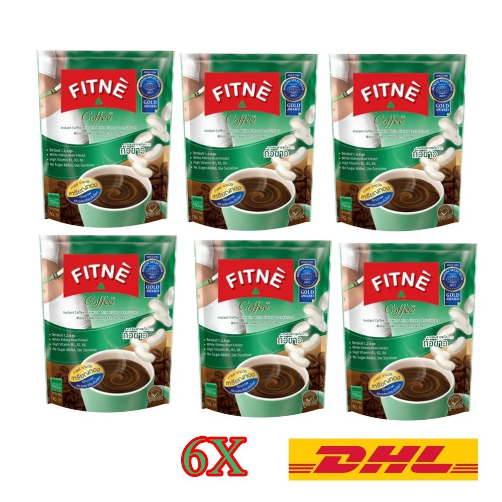 6X FITNE’ Coffee White Kidney Bean Extract Instant Coffee for Weight Control