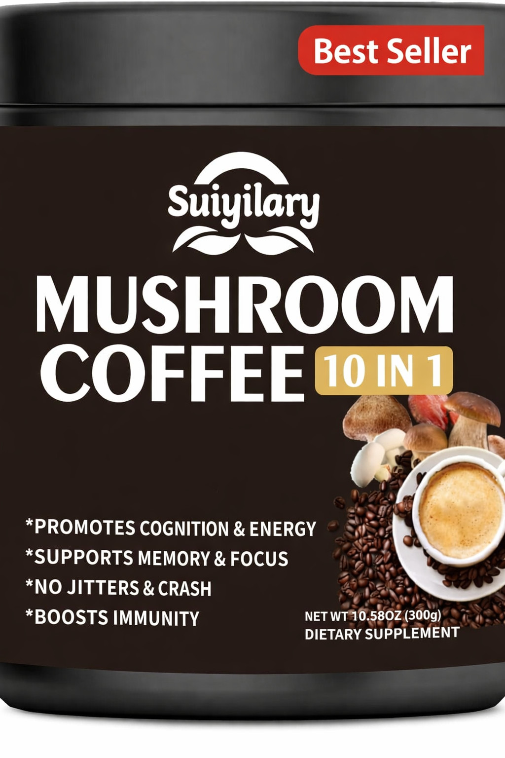 Mushroom Coffee, 10 Mushroom Extract Powder Blend Lion’s Mane for energy 300g
