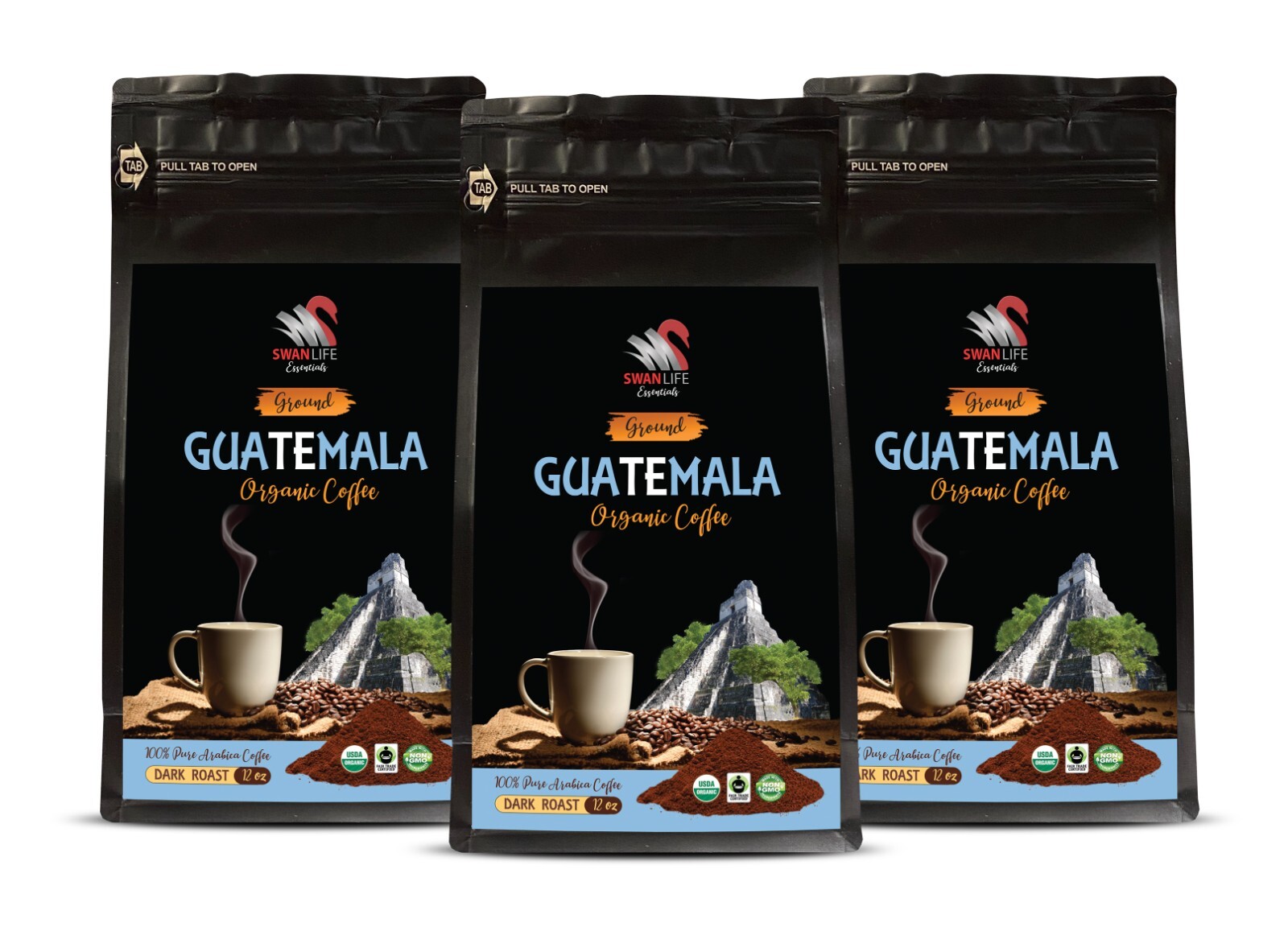 Earthy Grounds – GUATEMALA GROUND ORGANIC COFFEE – Masterful Roast 3Pack