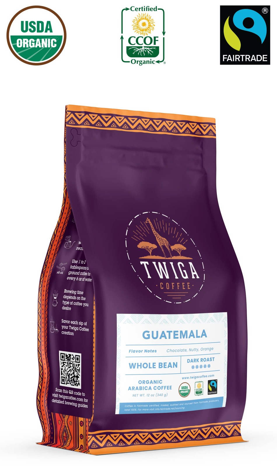Guatemalan Premium Dark Roast Arabica Single Origin Whole Bean Coffee 12 Oz