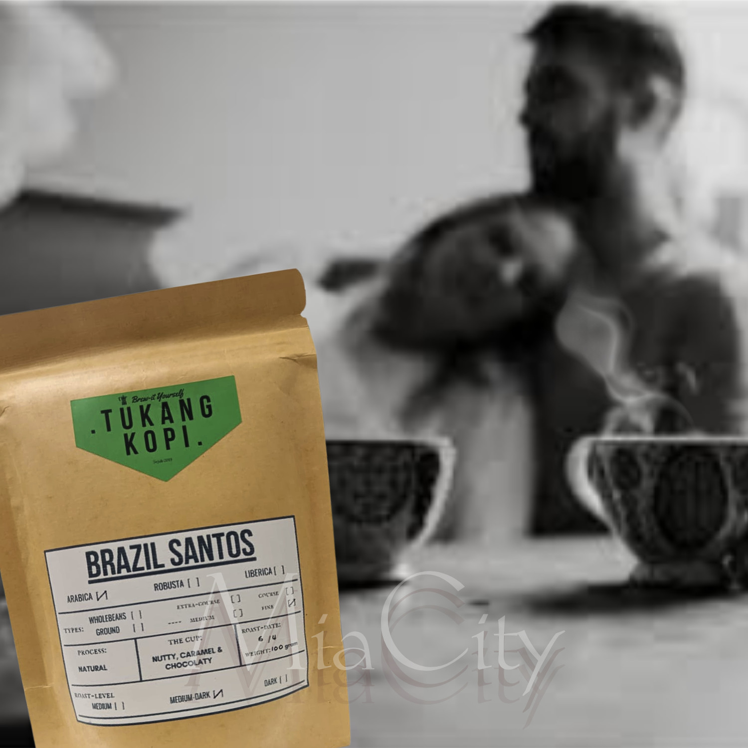 Coffee Brazil Santos Arabica,Fine, Natural Process,Fresh Roast,Medium Dark 100 g