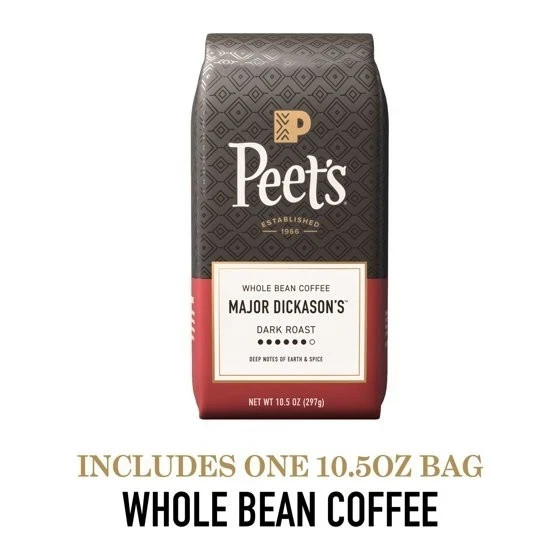 Peet’s Coffee, Dark Roast Whole Bean Coffee, 100% Arabica Coffee 10.5 Ounce Bag