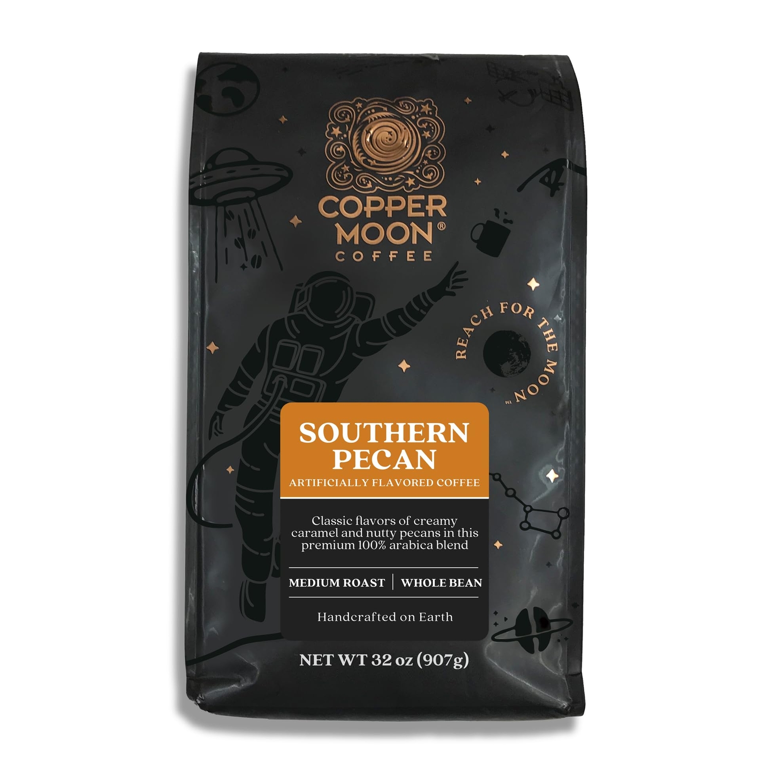 Copper Moon Southern Pecan Coffee Whole Bean 32 Ounce Premium Roast
