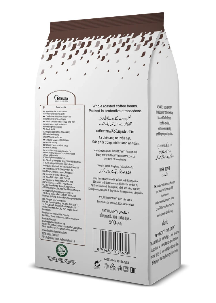NESCAFE Excellente Whole Bean Coffee 100% Arabica Single Origin Vietnam 17.6oz