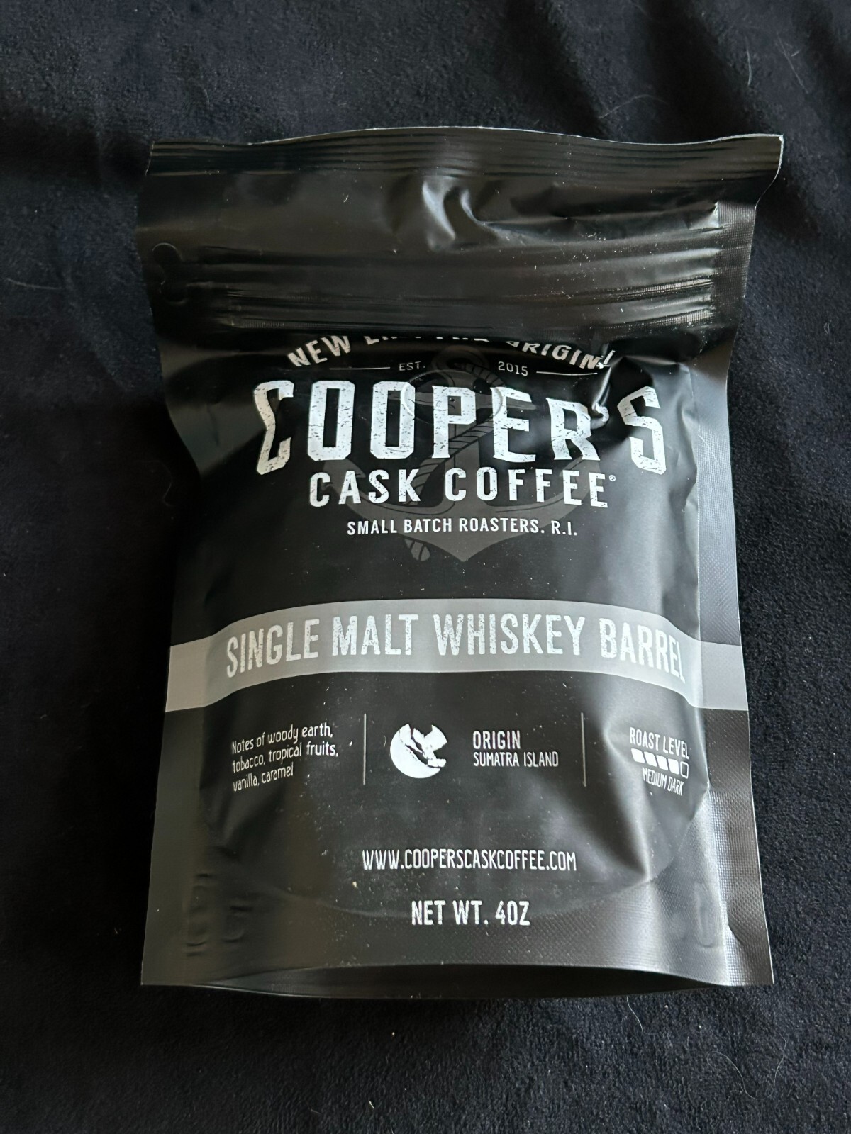 Bourbon Barrel Aged Coffee Whole Bean Set, Single Origin Sumatra Whiskey