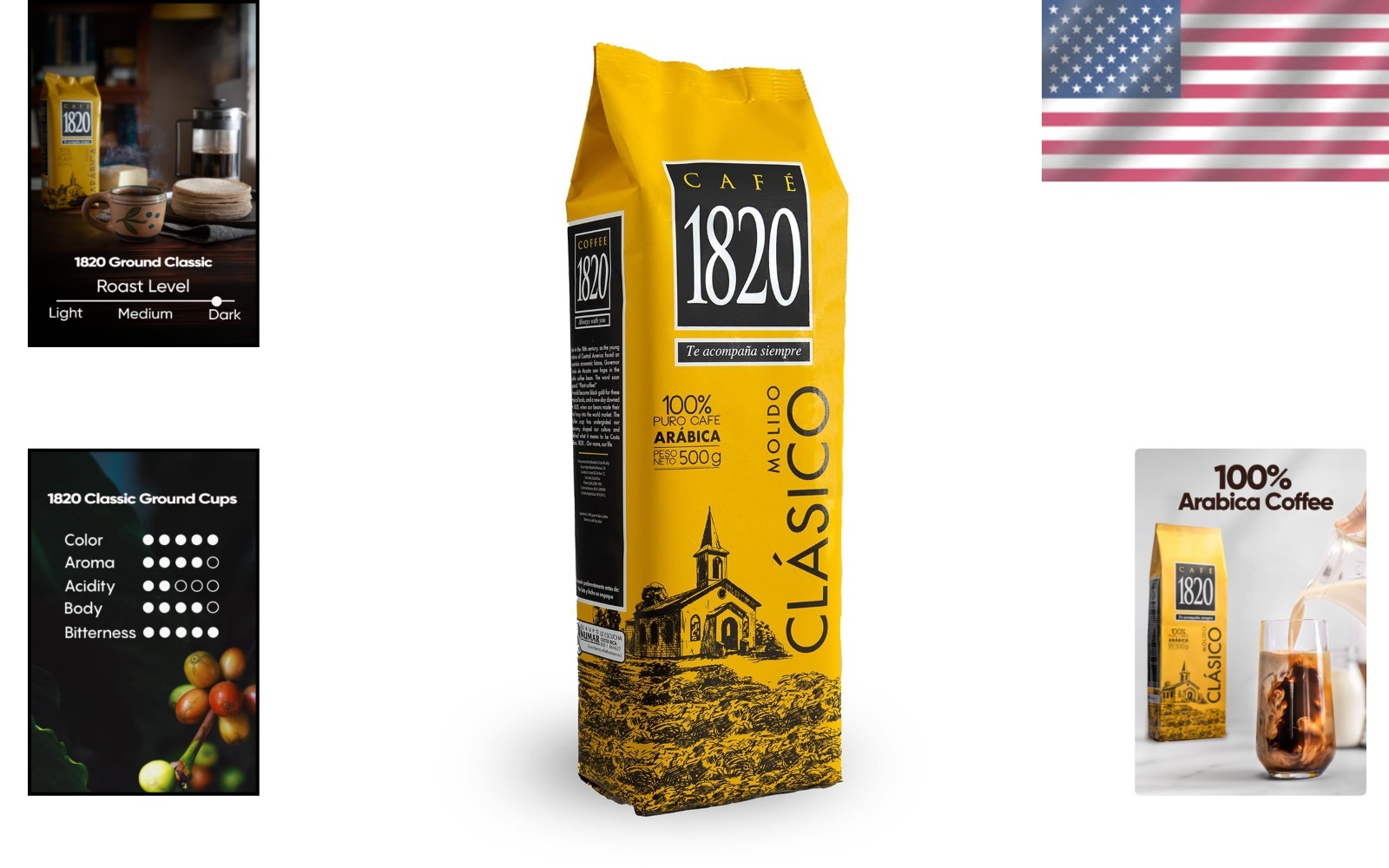 Café 1820 Ground Coffee Classic Costa Rica Gourmet Arabica 18 oz