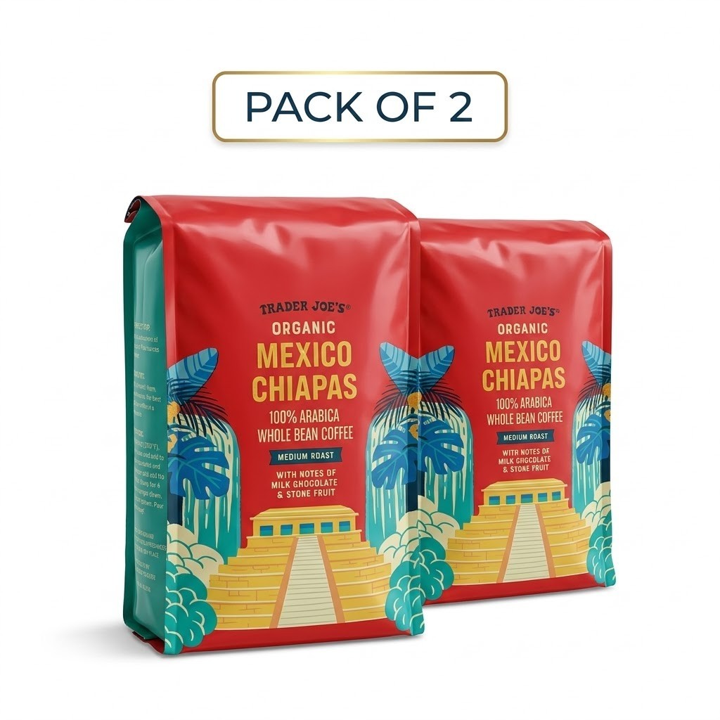 2 Pack Trader Joe’s Organic Mexico Chiapas Coffee 100% Arabica Bean Medium 13Oz
