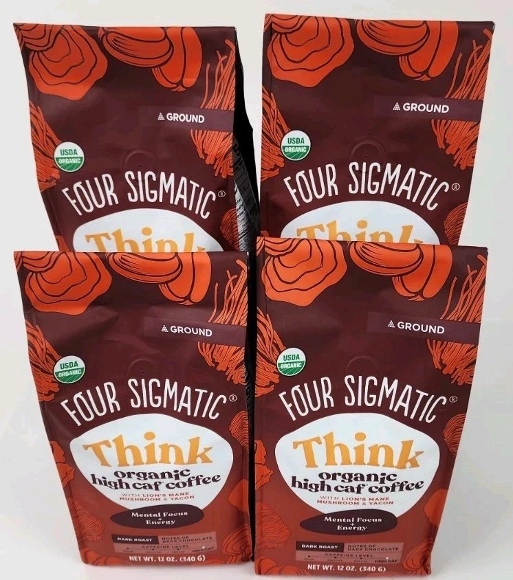 Four Sigmatic “Think” Organic Ground Mushroom Coffee Lions Mane 4 BAGS FREESHIP