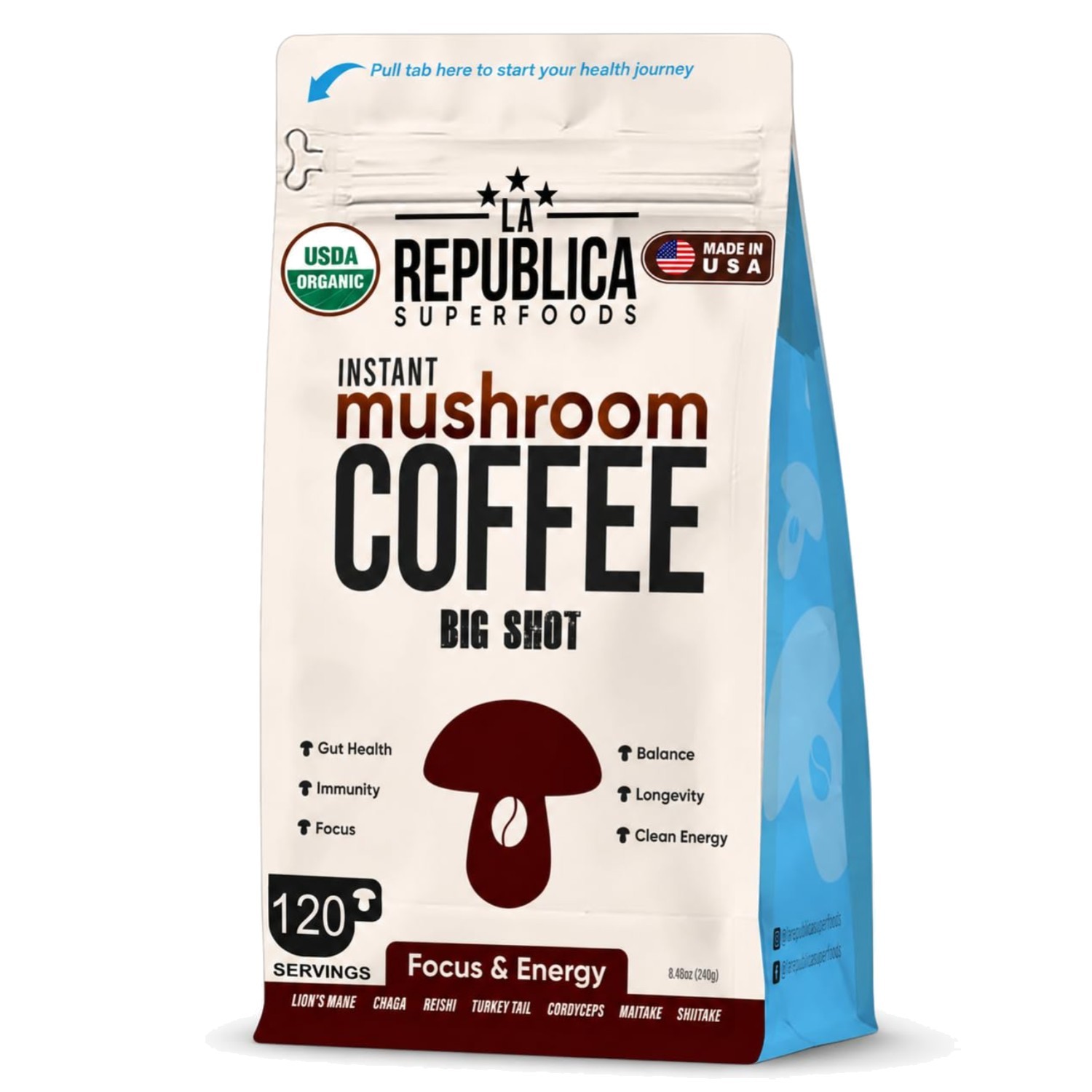 La Republica Instant Mushroom Coffee 120 Servings