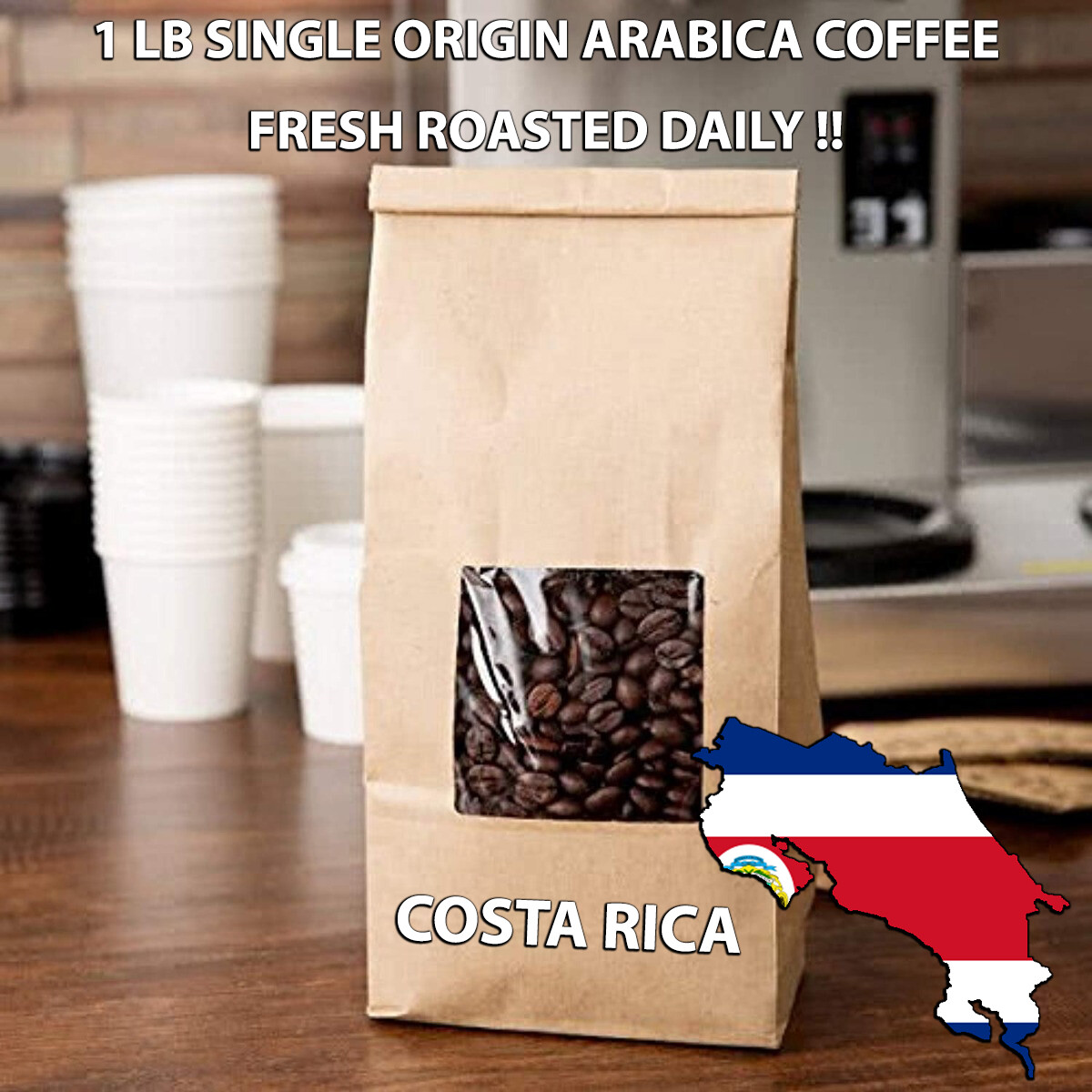 1 LB COSTA RICA COSTA RICAN SAMPLE ROASTED COFFEE WHOLE BEAN, GROUND – ARABICA