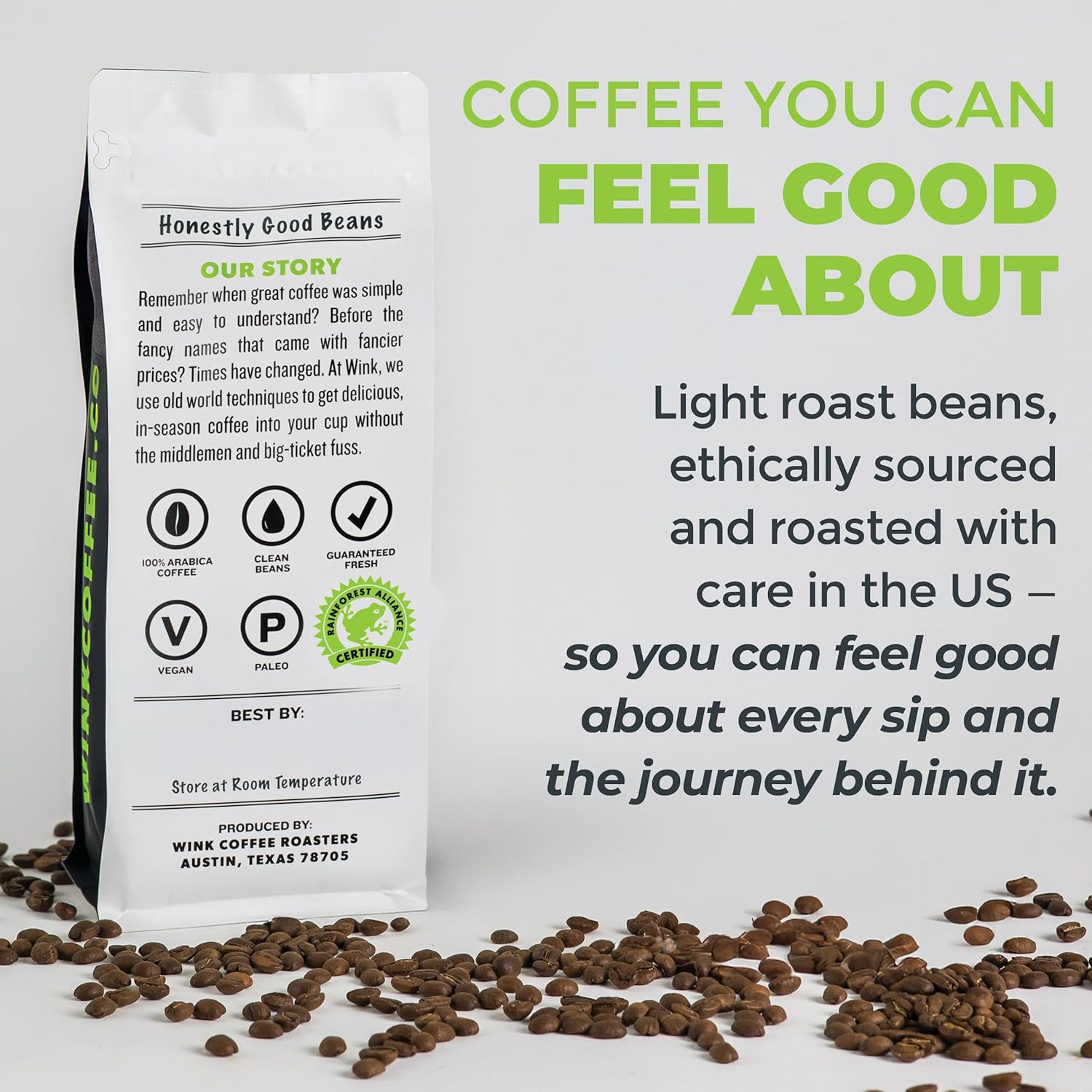 Wink Blonde Roast Whole Bean Coffee, Large 2.2 Pound Bag, 100% Arabica Coffee…