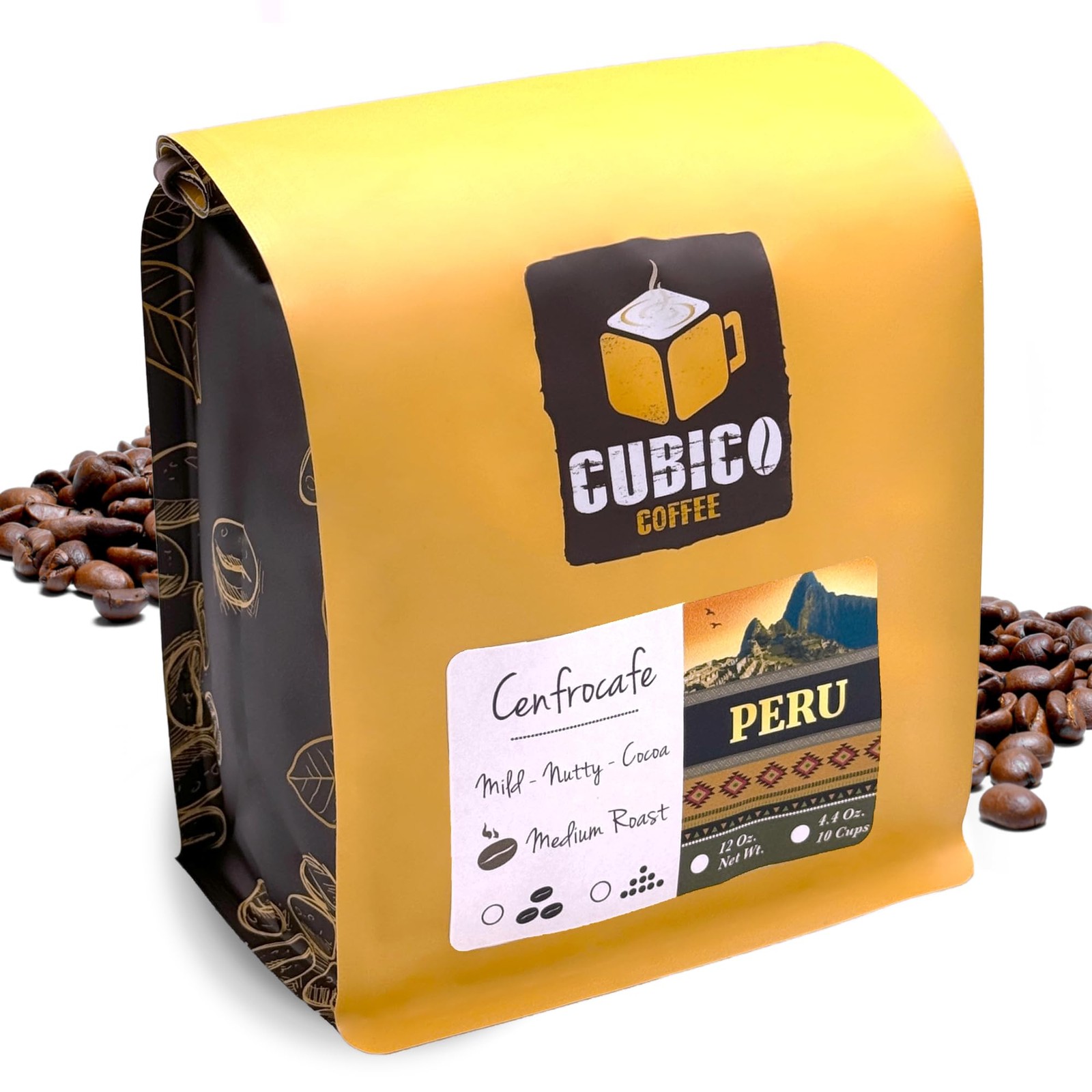 Peruvian Whole Bean Coffee Premium Peru Cenfrocafe Single Origin 12 Oz Bag