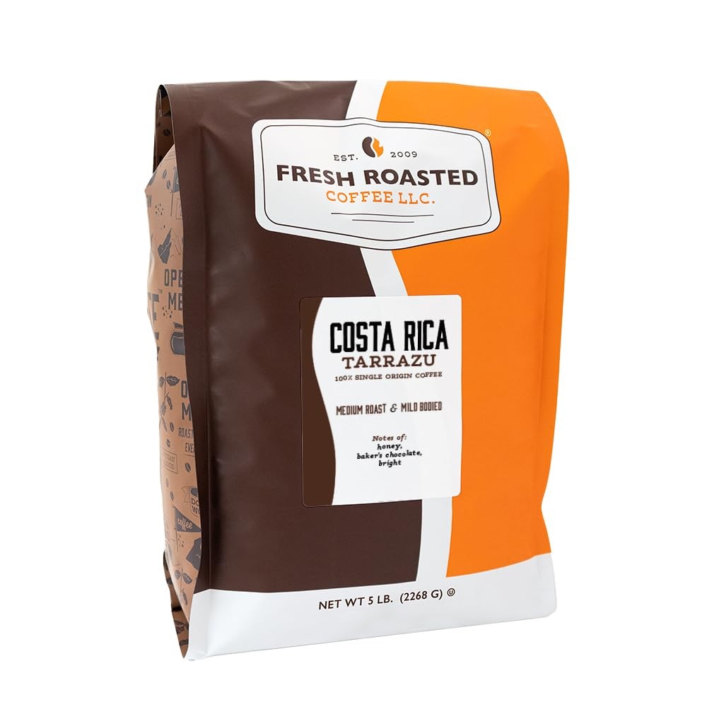 Fresh Roasted Coffee, 100 Costa Rican Tarrazu, 5 lb 80 oz, Medium Roast,
