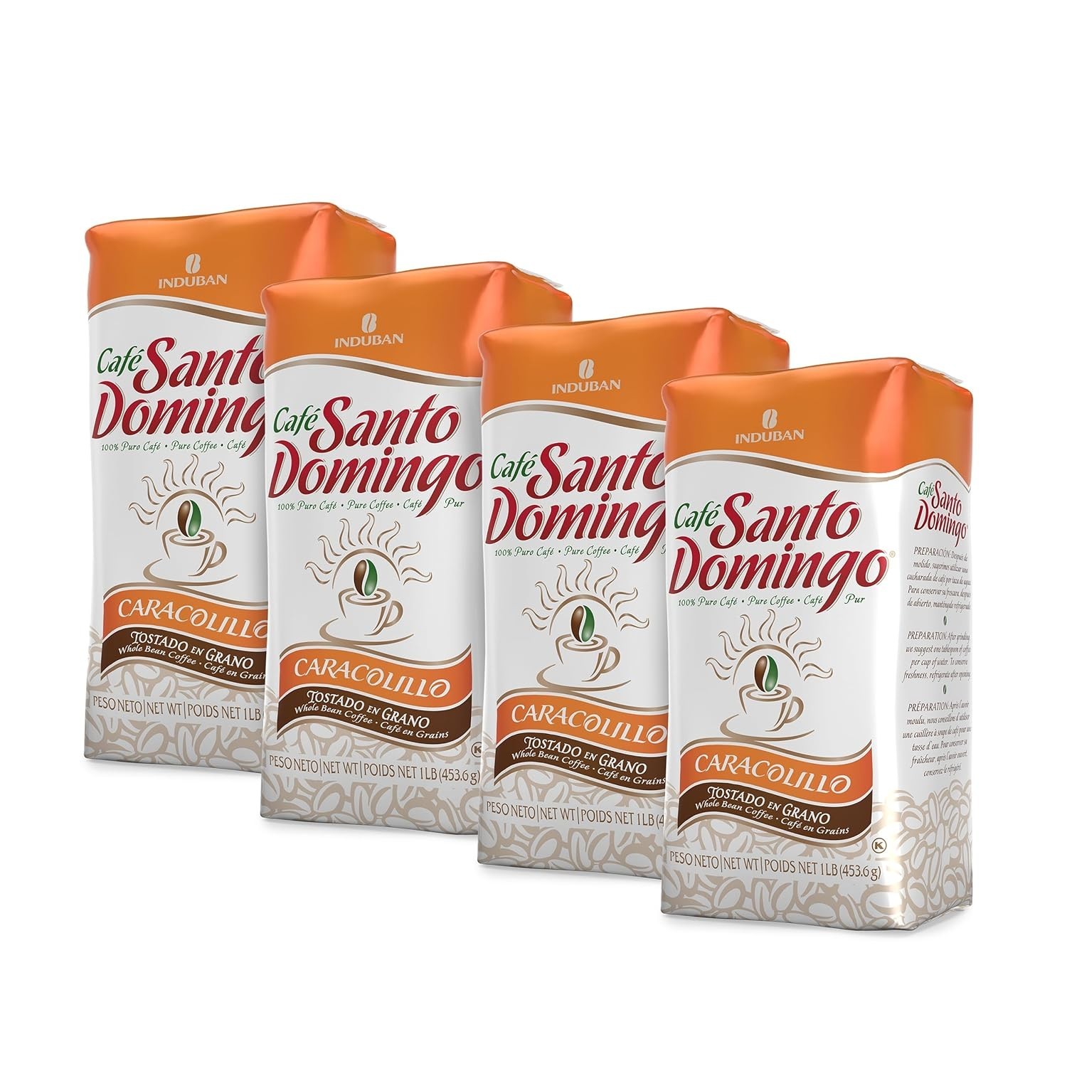 Exquisite 16 oz Whole Bean Peaberry Coffee from Dominican Republic – Pack of 4