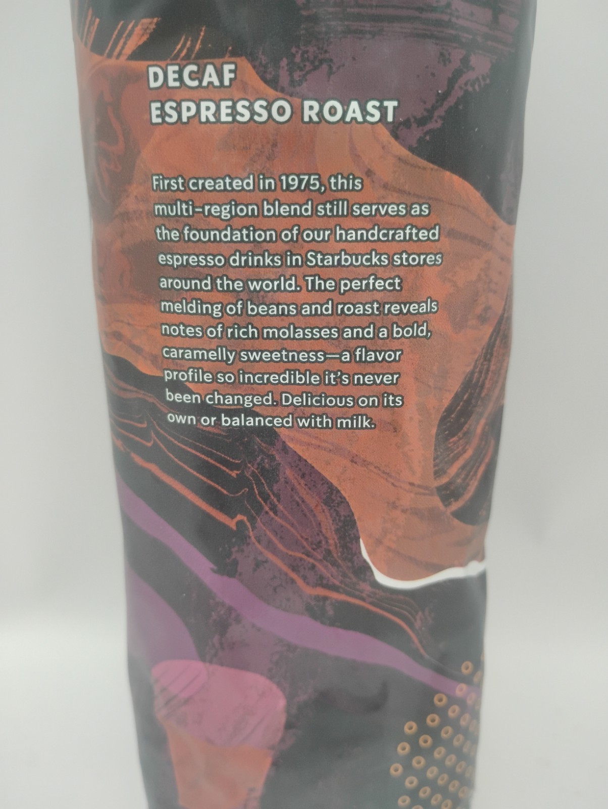 Starbucks Decaf Espresso Dark Roast Whole Bean Coffee 2-1lb / 16oz Bags