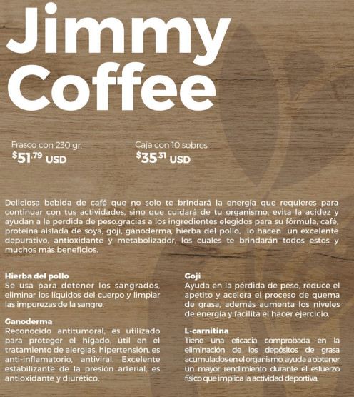 Jimmy Coffee Tonic Life Potente Antioxidante Ganoderma