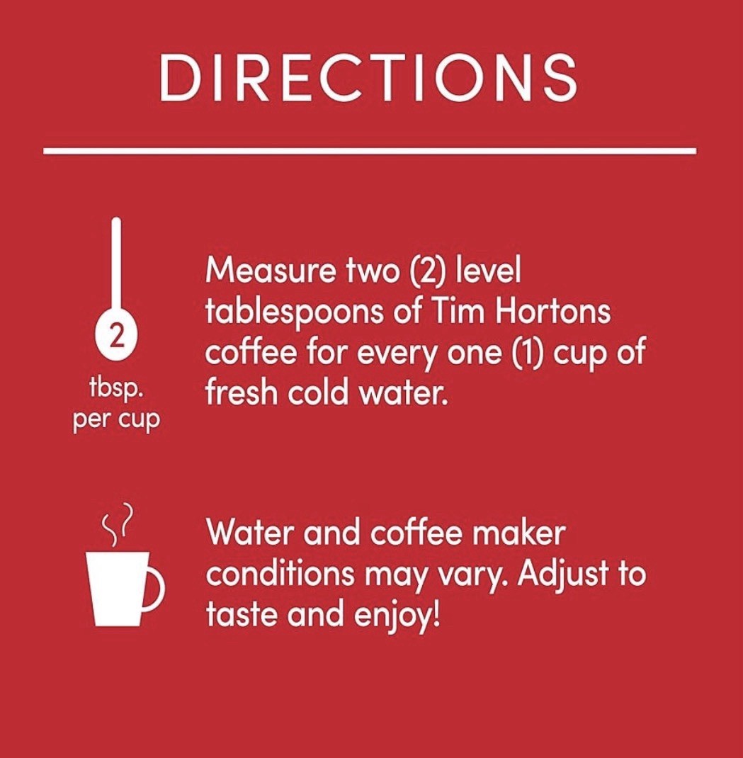 Tim Hortons Colombian Ground Coffee Dark Medium Roast 100% Arabica Coffee 12OZ