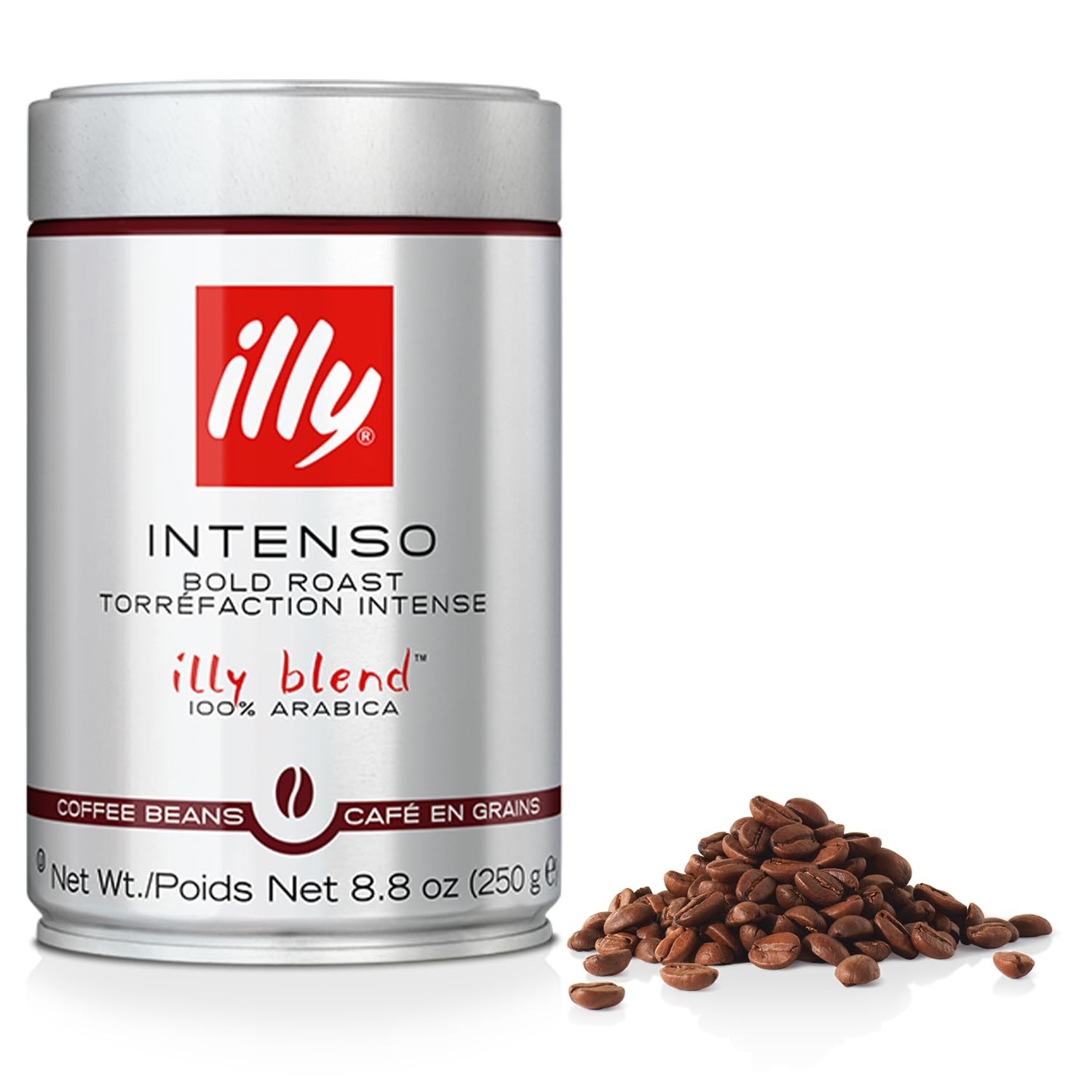 Illy Whole Bean Coffee 8.8 Ounce Intenso Bold Flavor Rich Aroma Arabica Beans