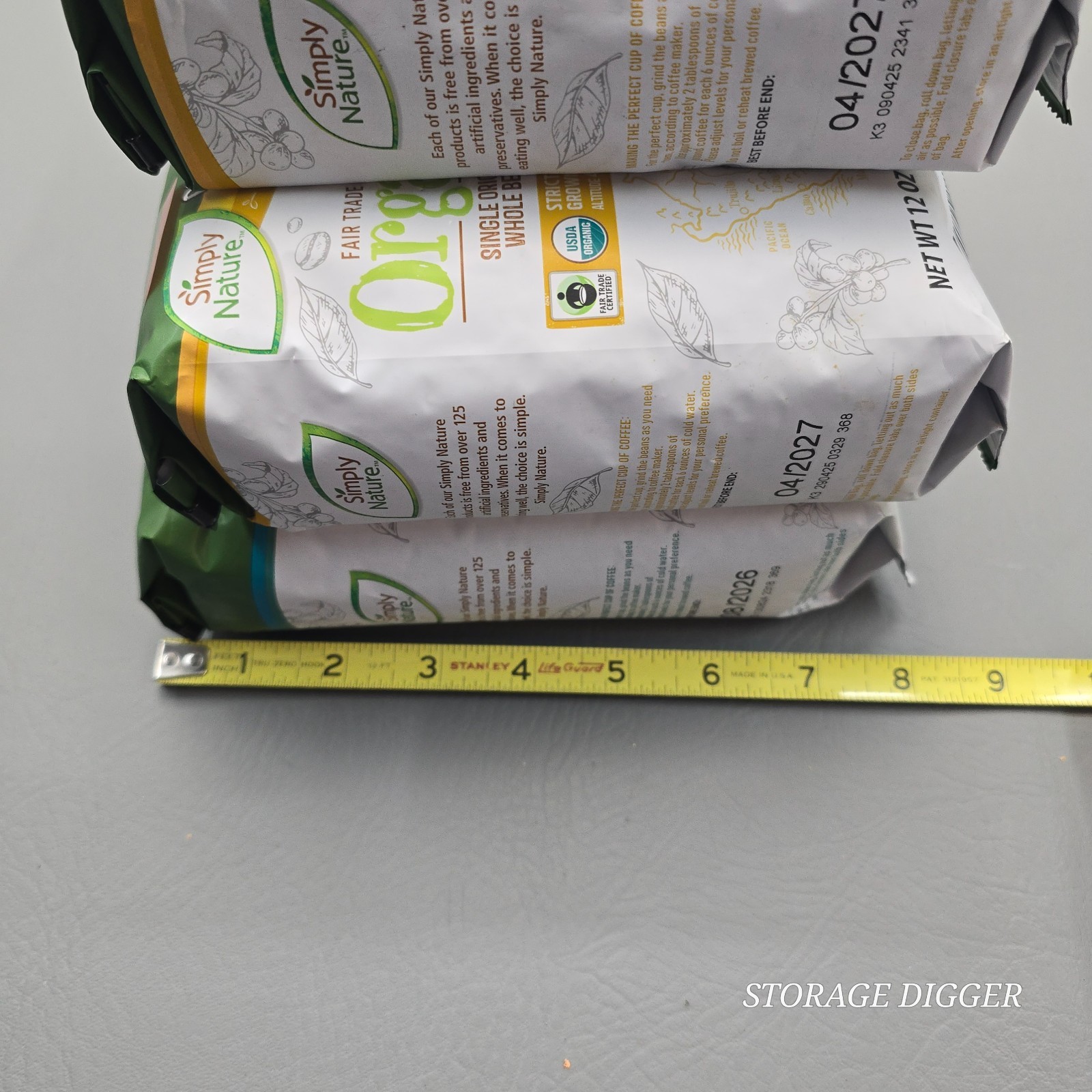 NEW 5 Bags of Simply Nature Organic Single Origin Whole Bean Coffee 12 oz (340g)