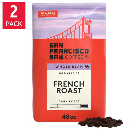San Francisco French Roast Whole Bean Coffee 3 Lb, Dark Roast, Arabica, 2-Pack!