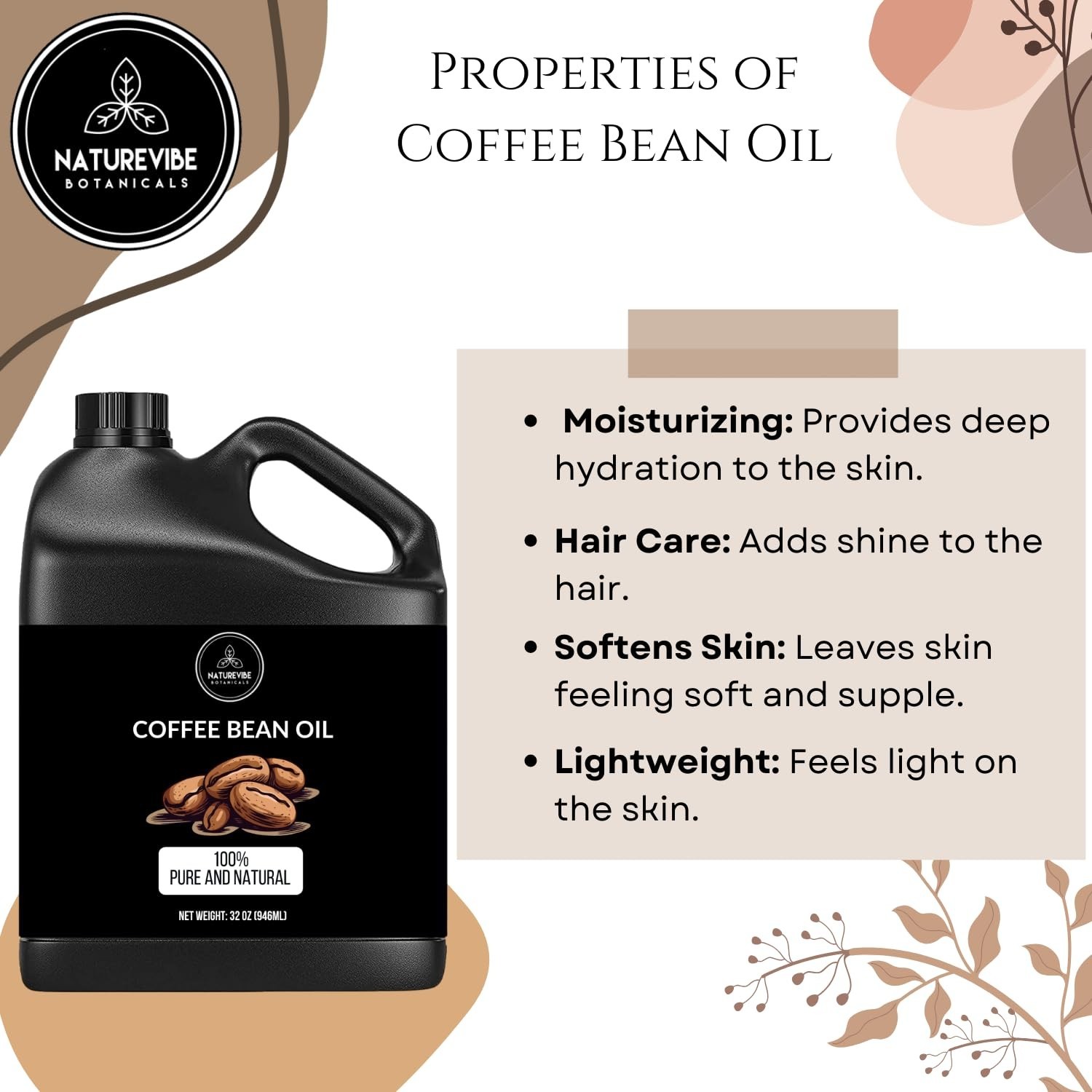 Coffee Bean Oil 32 Ounces | 100% Pure and Natural | Great for Skin Care and H…