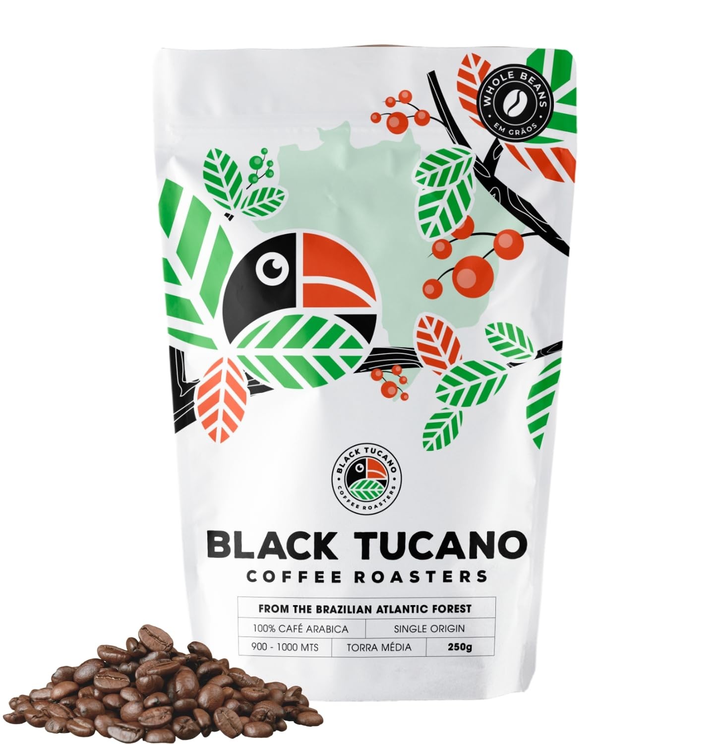 Specialty Coffee Brazilian Whole Bean, Medium Roast Single Origin 8.8 Oz Bag