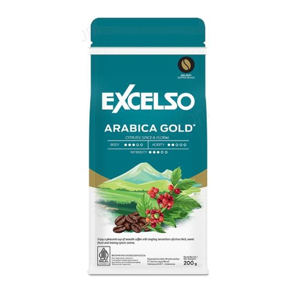 EXCELSO Indonesia Coffee Arabica Gold 200g Pack of 2 Whole Beans or Ground