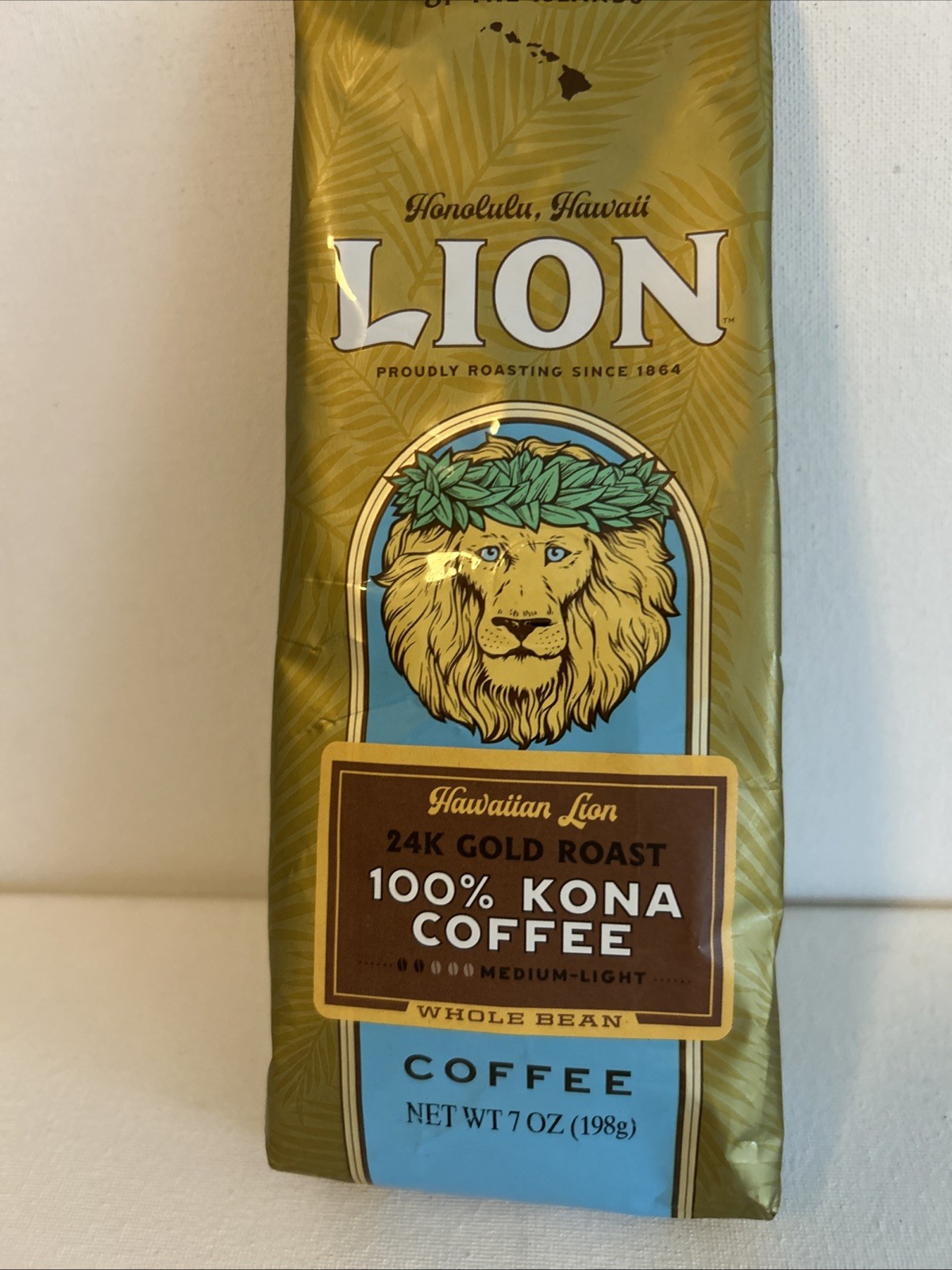 Lion Coffee 24K Gold Roast 100% Kona Coffee Whole Bean 7 oz Ea bb 2/27 Free Ship