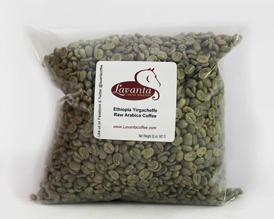 LAVANTA COFFEE GREEN ETHIOPIA YIRGACHEFFE TWO POUND PACKAGE